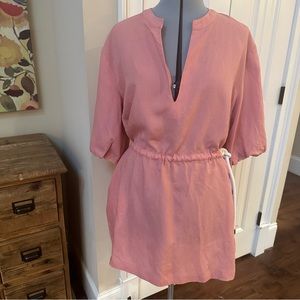 L’Acndemie Revolve Pink Dress Cover-Up Deep V-Neck Rope Tie M